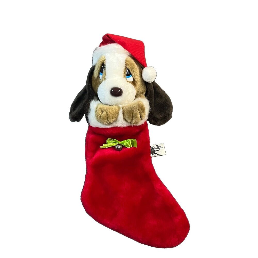 Vintage Sad Sam Puppy Dog 3D Plush Christmas Stocking Stuffed Animal Droopy 19"